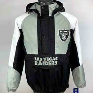 LAS VEGAS RAIDERS NFL STARTER Half Zip Pull Over Jacket S M L XL 2X